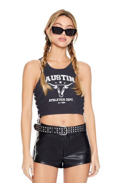 Austin Rhinestone Lace-Up Crop Top | Forever 21