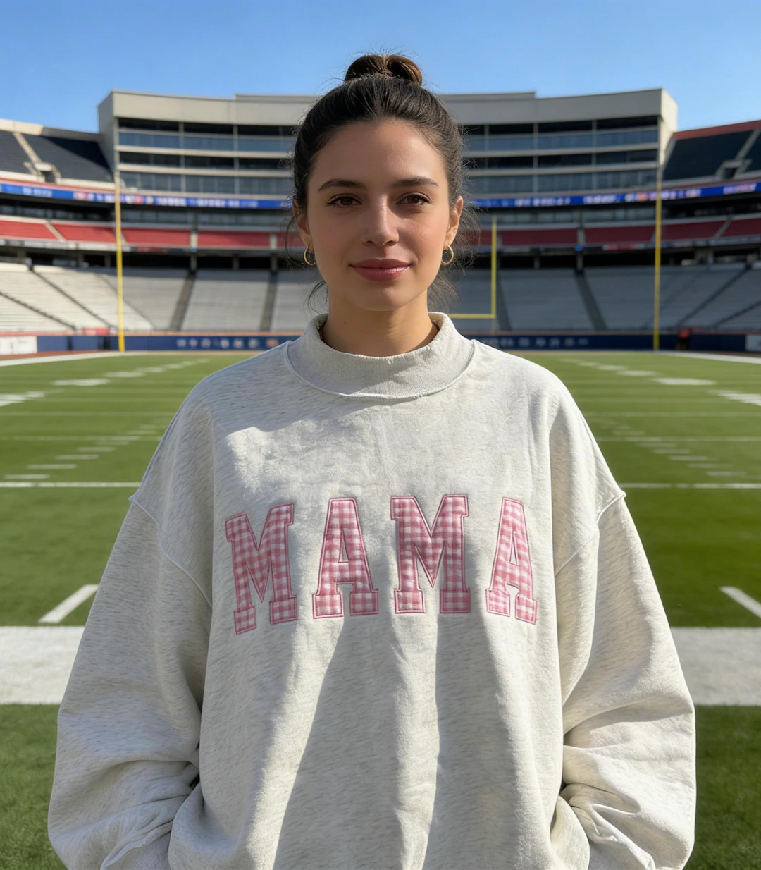 Oversized Gingham Appliqué Mom Sweatshirt | Personalized Mama Mockneck | Mothers Day Gift | Gift... | Etsy (Global)