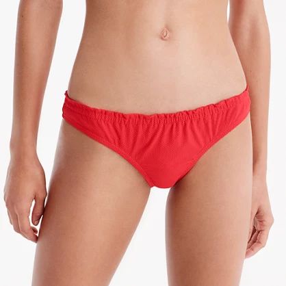 Cinched lowrider bikini bottom in pique nylon | J.Crew US