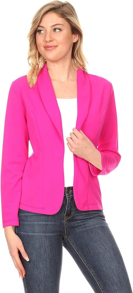 Women's Women's Casual Office Work Long Sleeve Open Front Blazer Jacke with Plus Size | Amazon (US)