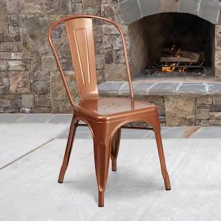 Stackable Metal Outdoor Dining Chair in Copper | The Home Depot