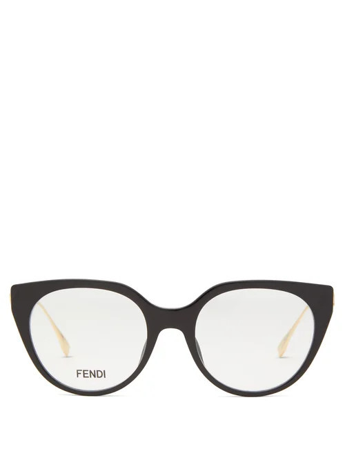 Fendi - Baguette Logo-lens Cat-eye Acetate Glasses - Womens - Black | Matches (US)