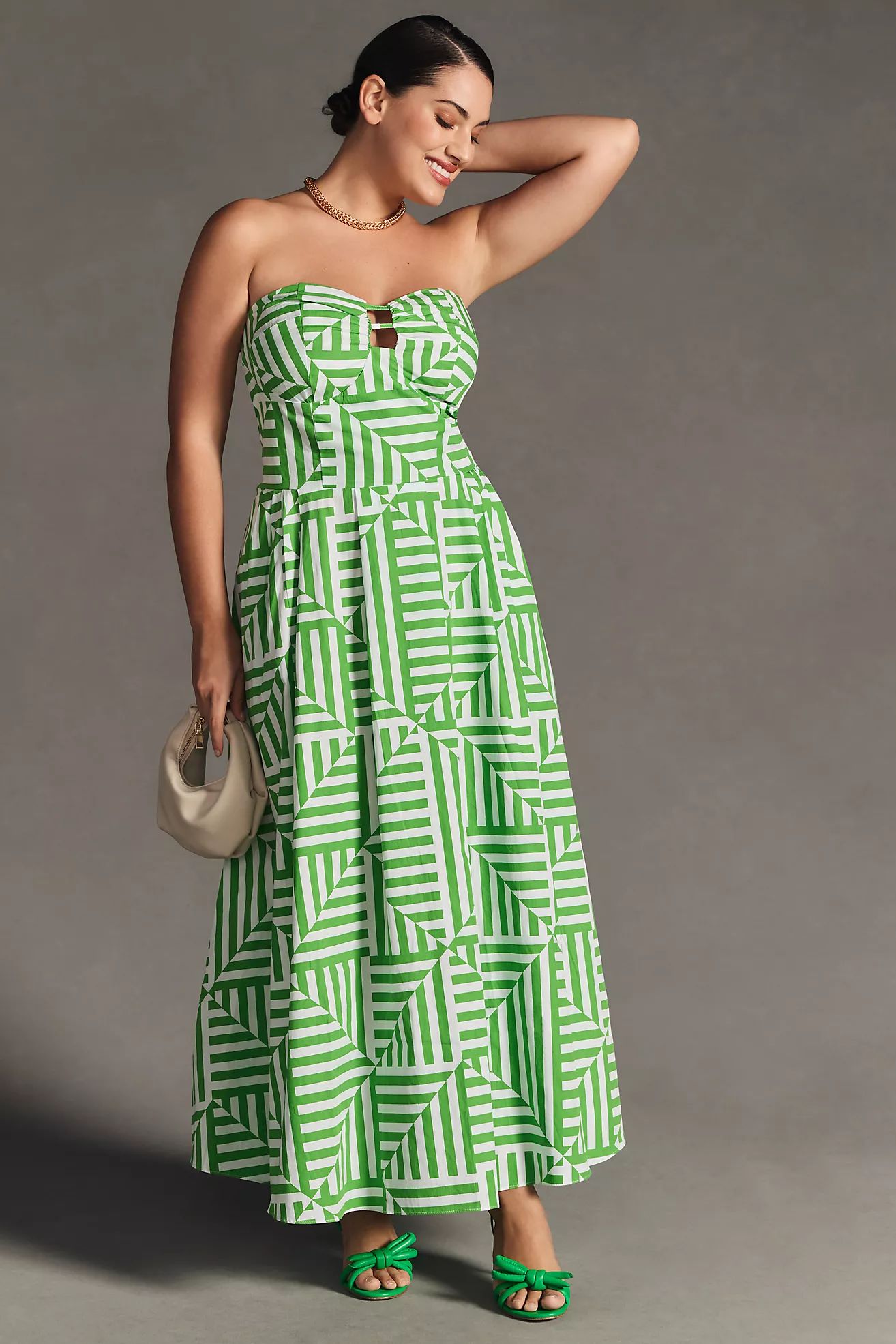 S/W/F Strapless Sweetheart Printed Dress | Anthropologie (US)