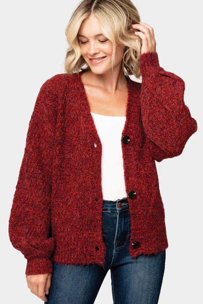GIGI Cable Knit V-Neck Cardigan Sweater | Gibson