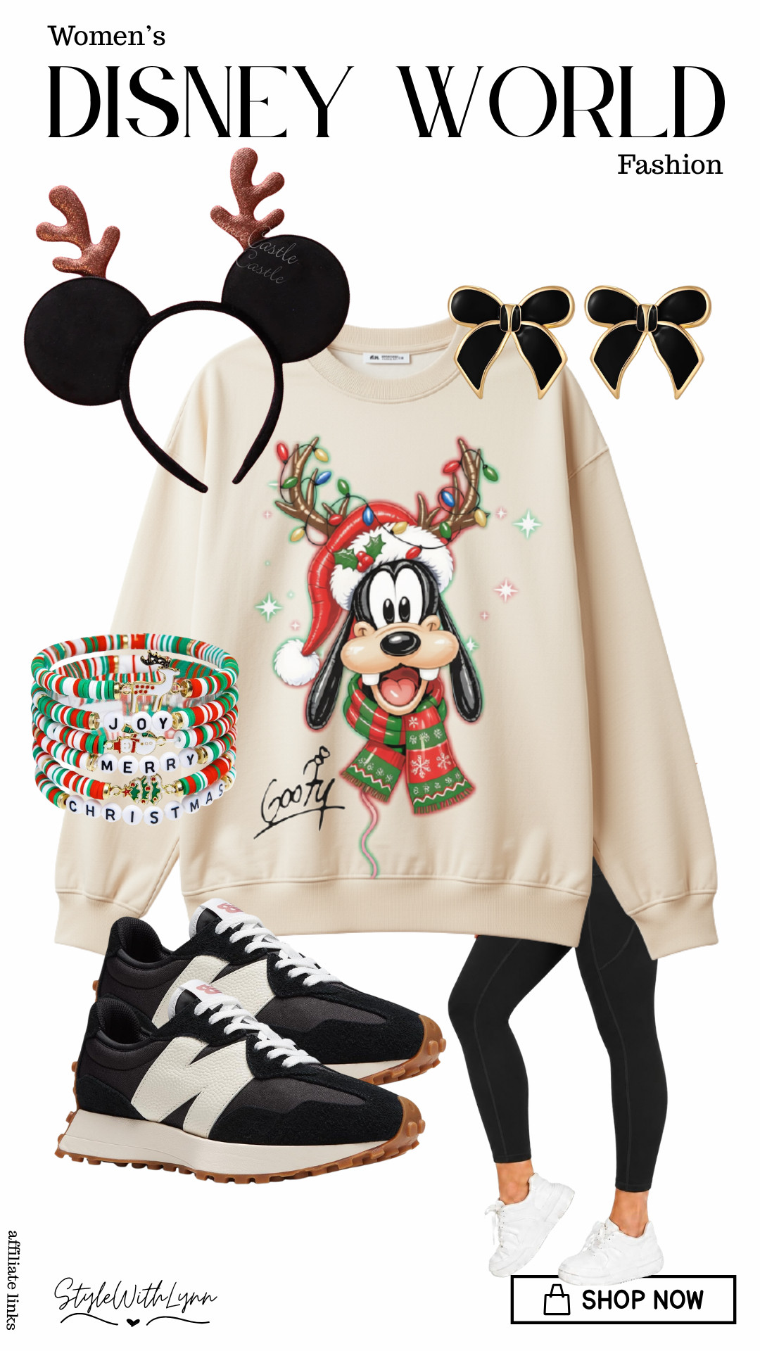 🎄❤️ A little Christmas magic for your next Disney day! This Goofy holiday look is giving festive, comfy, and Disney-ready all in one. I love the neutral sweatshirt paired with classic black leggings and sneakers, so easy to wear all day in the parks!

And the best part? This adorable Goofy Christmas design comes in BOTH a sweatshirt AND a T-shirt, so you can choose the style that works best for your Disney vacation (or grab both! 😉).

Add the festive Mickey-inspired ears, Christmas bracelets, and statement bow earrings, and you’ve got a look that’s perfect for Disney World at Christmas, holiday park days, or even wearing at home while you count down to your next trip. 🎅✨

🛍️ Everything is linked for you!

#DisneyStyle #DisneyWorldOutfit #DisneyChristmas #DisneyWorldChristmas #DisneyMom #DisneyOutfit #DisneyFashion #Goofy #DisneyHoliday #DisneyParks #ChristmasAtDisney #DisneyVacation #WomensDisneyFashion 

 #LTKootd #LTKmomlife #LTKSeasonal