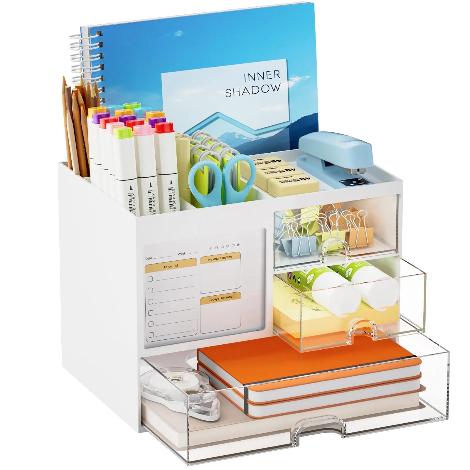 Marbrasse Desk Organizer with 3 Drawer，Desk Organizers and Accessories with 4 Compartments，Mu... | Walmart (US)