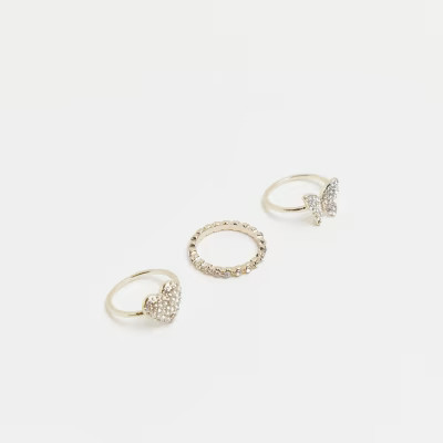 Gold diamante stacking rings multipack | River Island (UK & IE)
