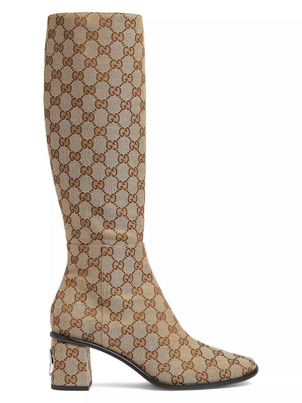 Onyx 50MM GG Canvas Knee-High Boots | Saks Fifth Avenue