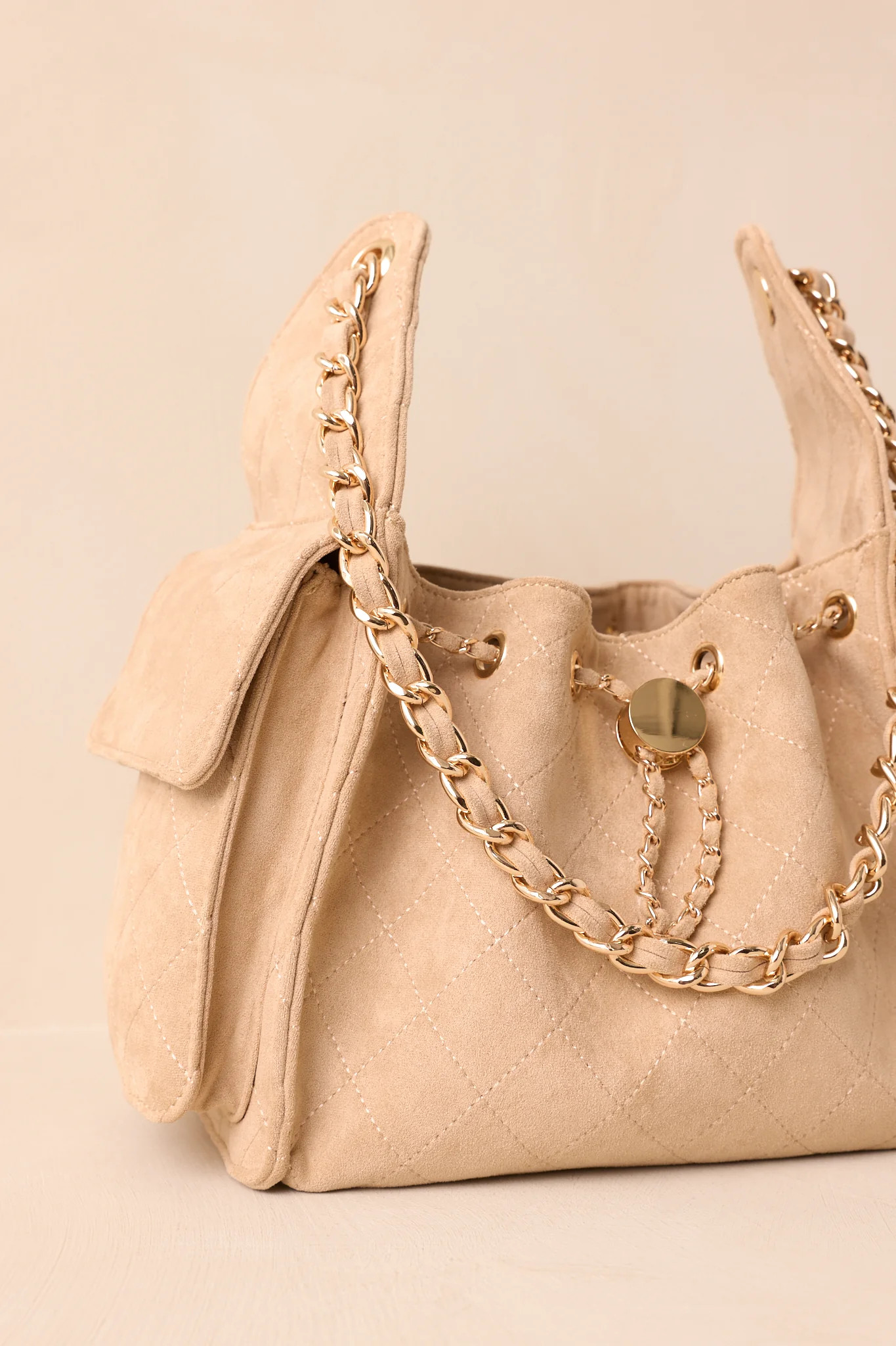 Promise Me Forever Taupe Quilted Faux Leather Purse | Red Dress