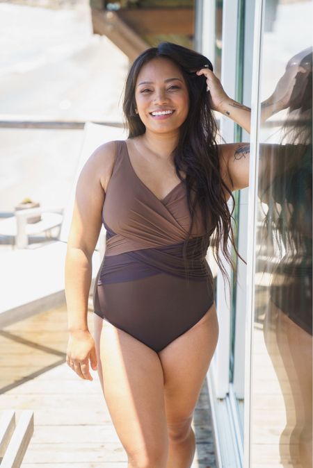 Brown one piece swimsuit from Lands End! Super flattering and is tts but also snug. If you’re in between sizes, I would size up! Wearing a size 10

#LTKswim #LTKunder100 #LTKtravel