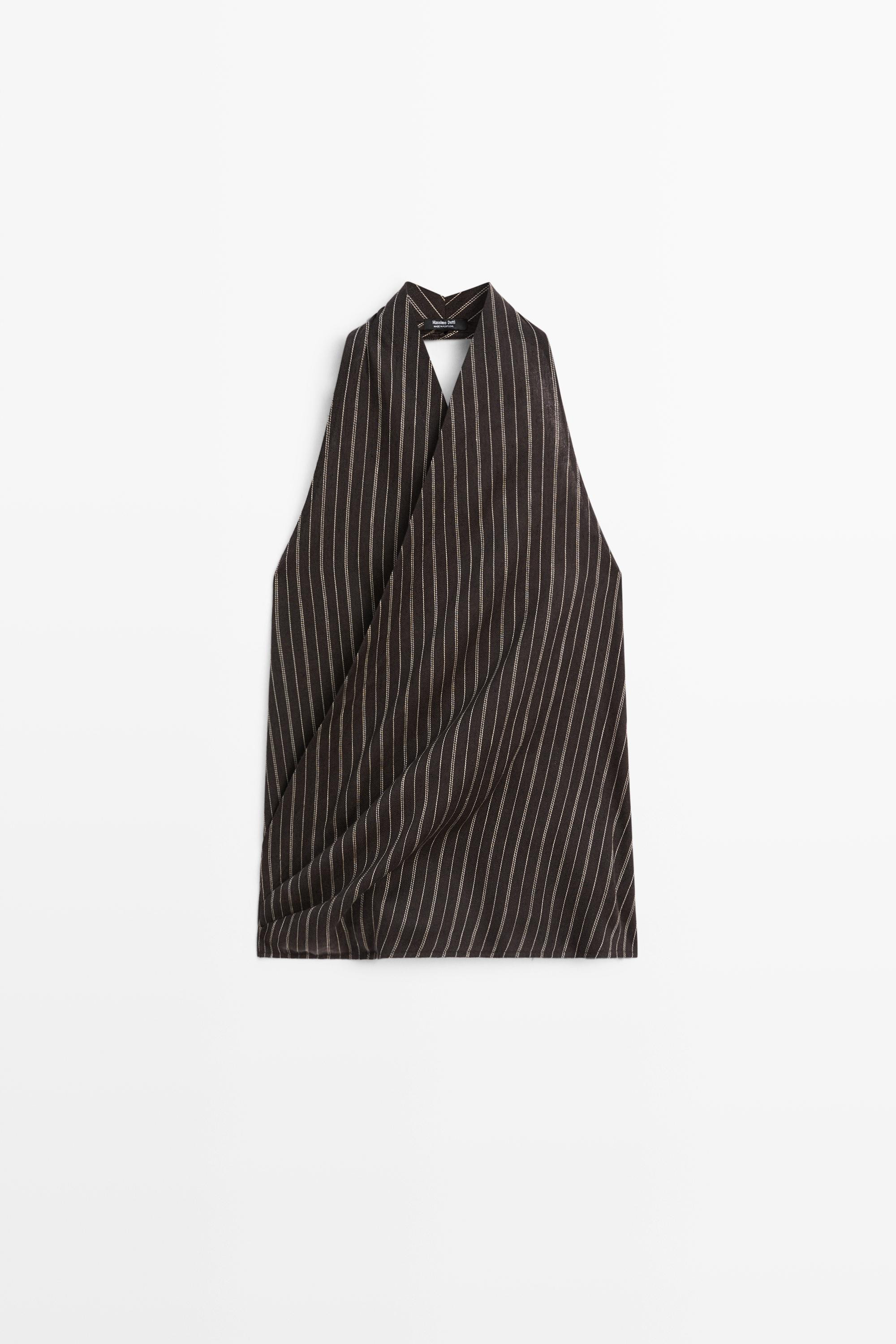Halter top with stripe detail | Massimo Dutti UK