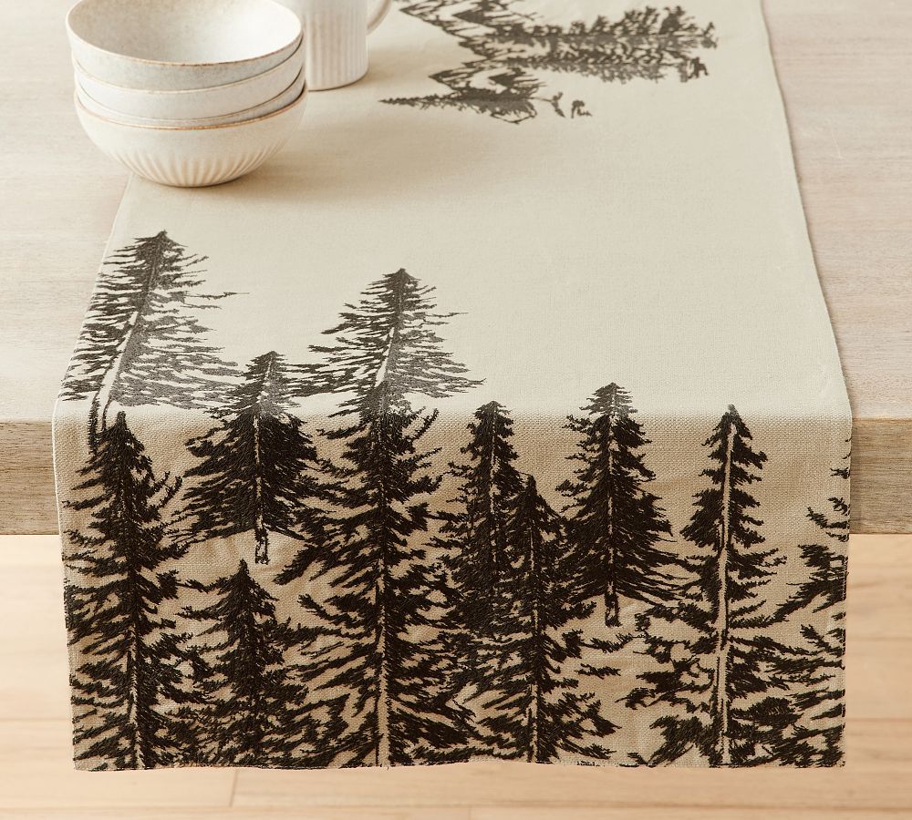 Rustic Forest Cotton/Linen Table Runner | Pottery Barn (US)