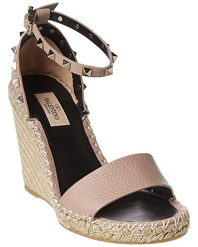 Rockstud 95 Grainy Leather Wedge Sandal | Rue La La