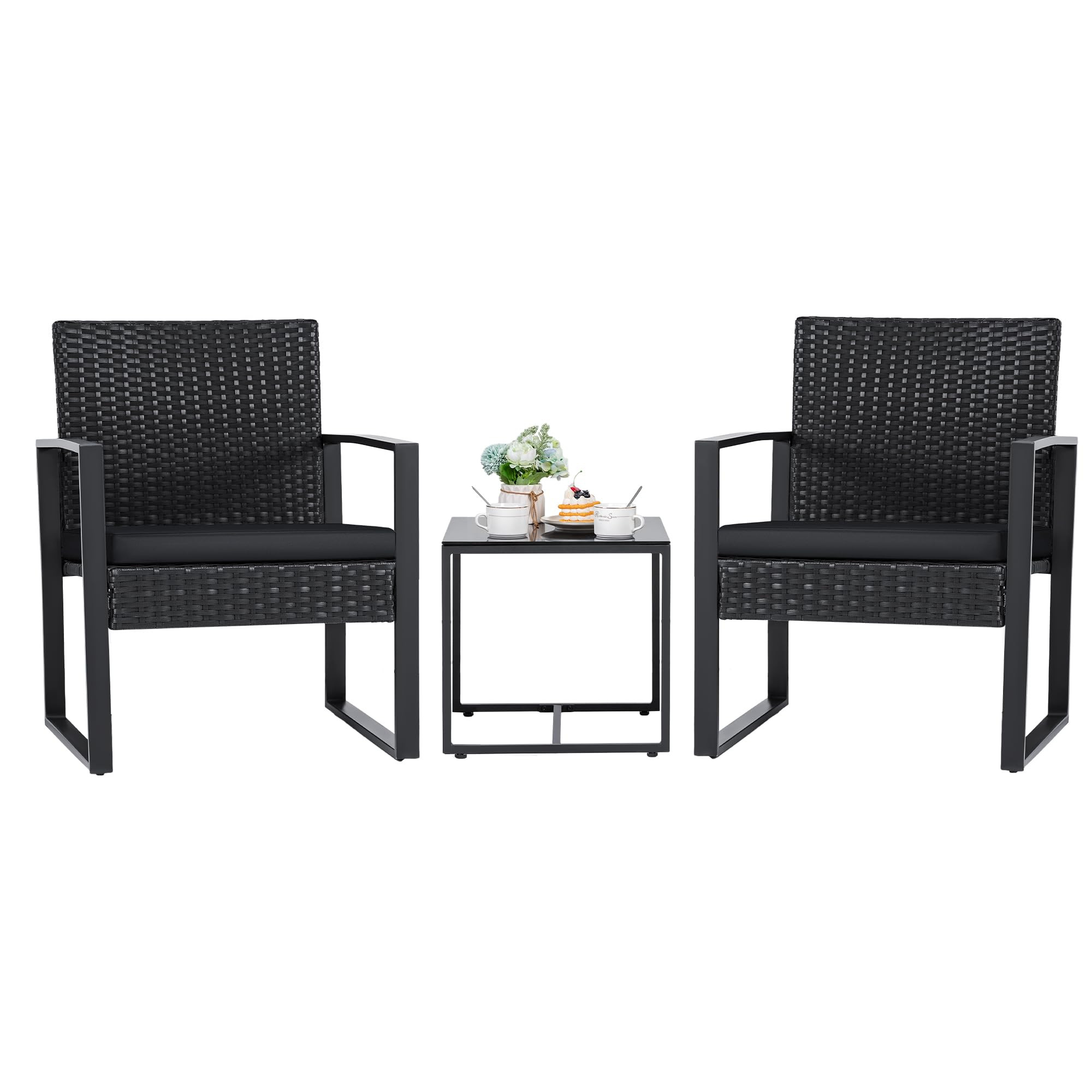 Flamaker 3 Pieces Patio Set Outdoor Wicker Furniture Sets Modern Rattan Chair Conversation Sets w... | Amazon (US)