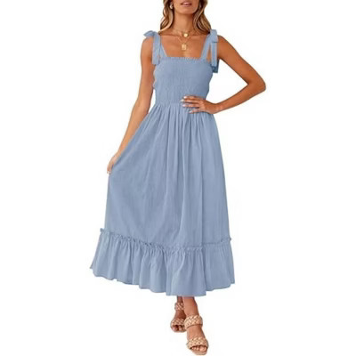 LEVEN SIXTEEN Boho Spaghetti Strap Summer Dress Blue S | Target