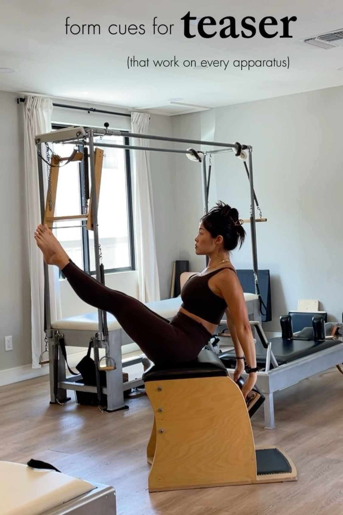 some of my favorite cues to give for an *immaculate* teaser (these work across most apparatus) 

the biggest thing I see is that people either pop up into teaser - hanging in their flexibility and not properly articulating through their back, or they’ll struggle to balance and lengthen their legs due to tightness/weakness. There is no 1 size fits all solution but, many of these verbal cues help me (and my students) work deeper. Paired with the right apparatus and great hands on feedback, magic can happen! 

what’s your favorite verbal *cue* and apparatus for teaser? 

#pilates #classicalpilates #wundachair #teaser #pilatesteaser #pilatesteacher #pilatesinstructor #sandiegopilates