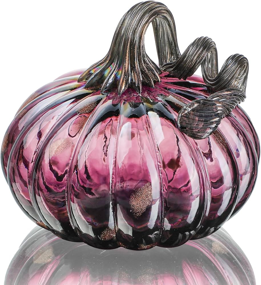 QFkris 5 Inch Hand-Blown Glass Pumpkin Collectible Figurines Art Glass Pumpkin Paperweight Tablet... | Amazon (US)