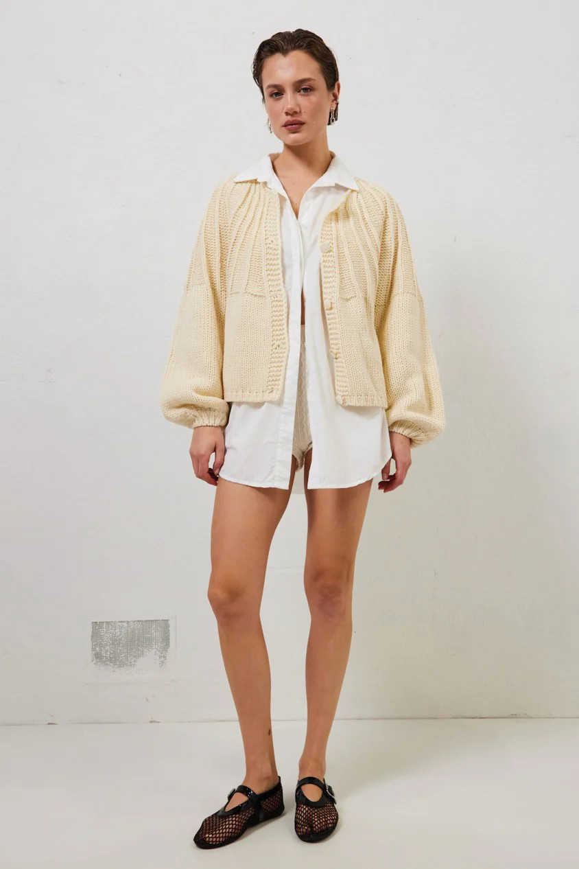 Riley Knit Cardigan Cream | VRG Grl