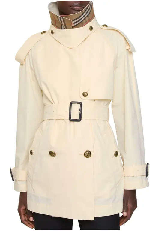 burberry Short Lightweight Cotton Fitzrovia Trench Coat in Ceramic White at Nordstrom, Size 10 | Nordstrom