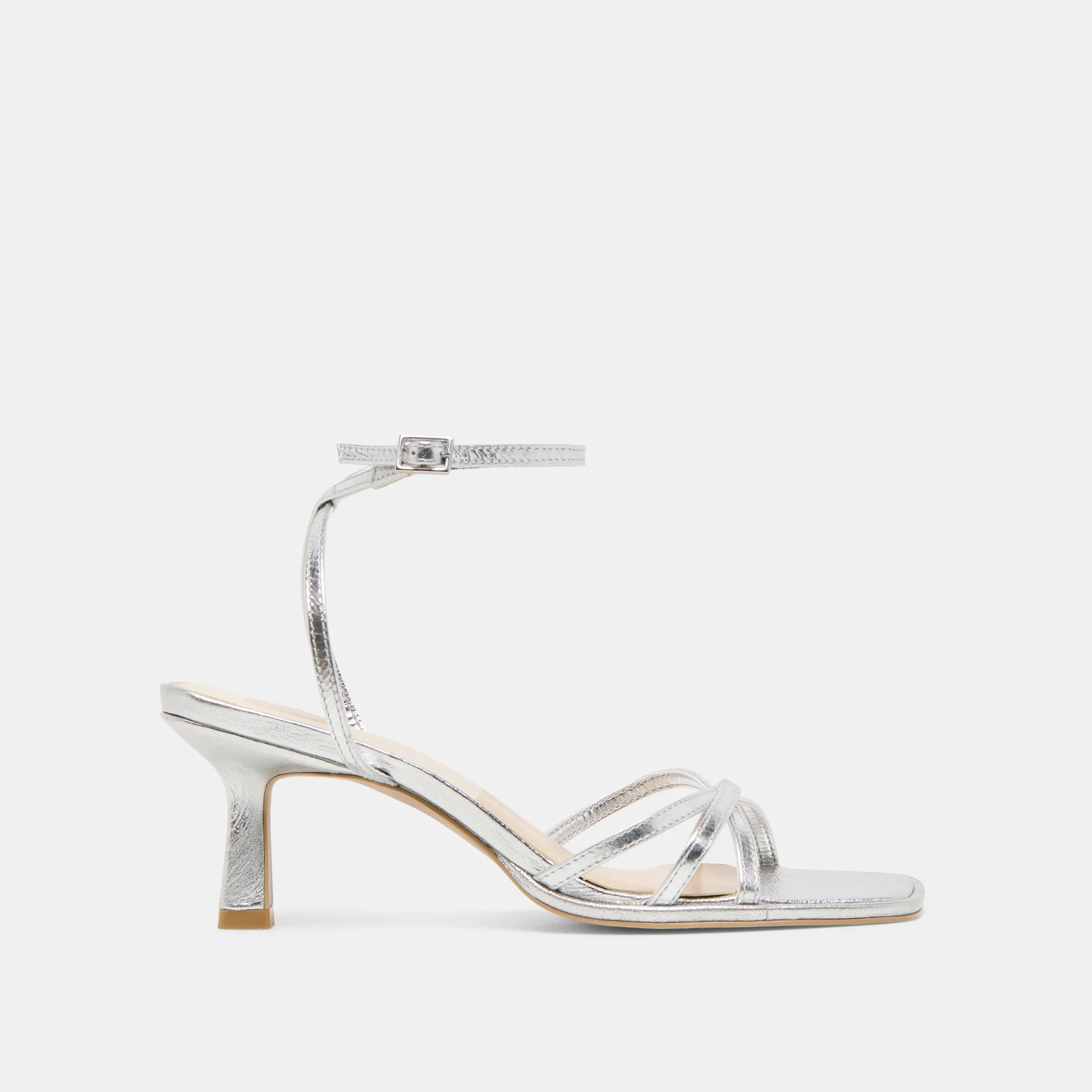 Manji Heels Silver Metallic Leather | DolceVita.com