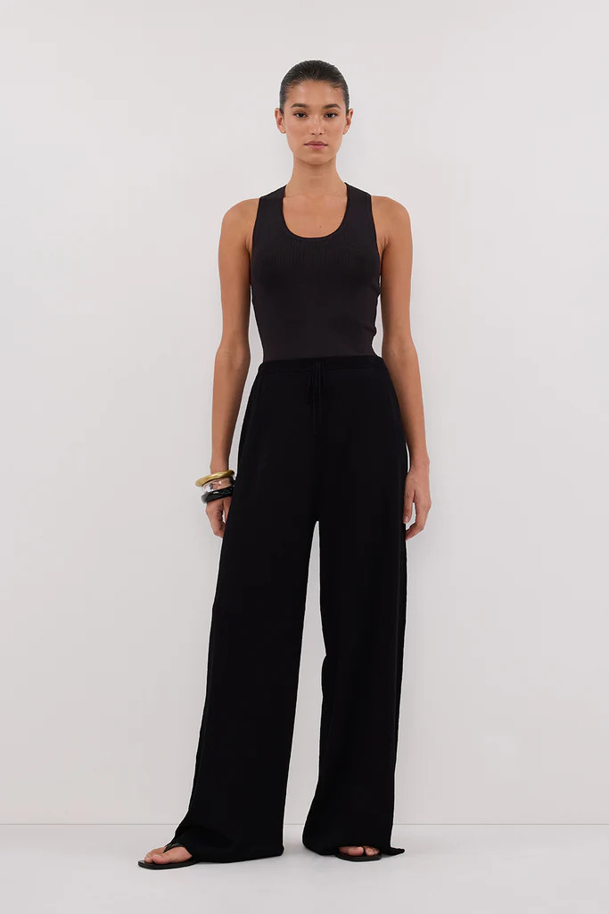 ALIAS BLACK TEXTURED KNIT PANT | DISSH