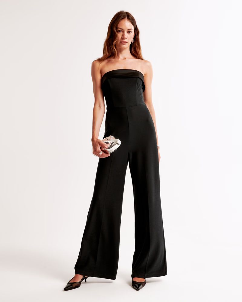 Strapless Mixed Fabric Jumpsuit | Abercrombie & Fitch (US)
