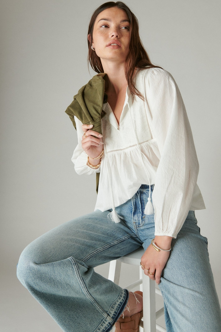 LONG SLEEVE PEASANT BLOUSE | Lucky Brand