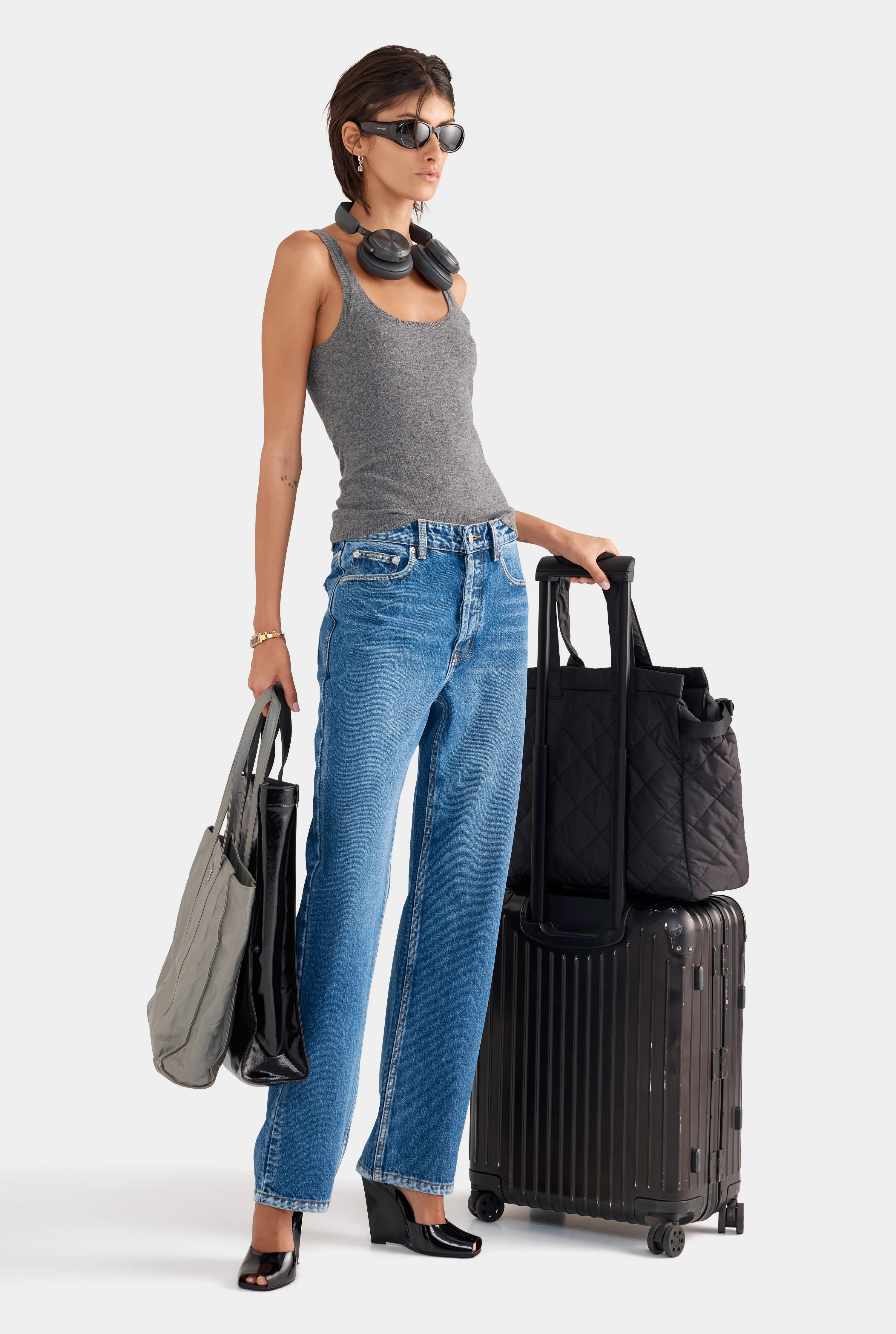 Womens Cashmere Tank in Charcoal | Venroy | Venroy AU