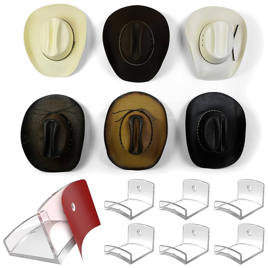 Modern JP Adhesive Hat Hooks for Wall (6-Pack) - Cowboy Hat Rack, Wide Brim Hat Organizer, Strong... | Amazon (US)