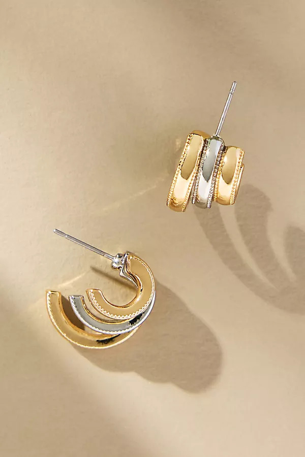 Mixed Metal Triple Huggie Earrings | Anthropologie (US)
