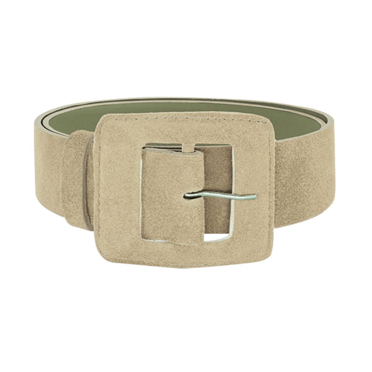 Suede Square Buckle Belt - Off White | Wolf & Badger (US)