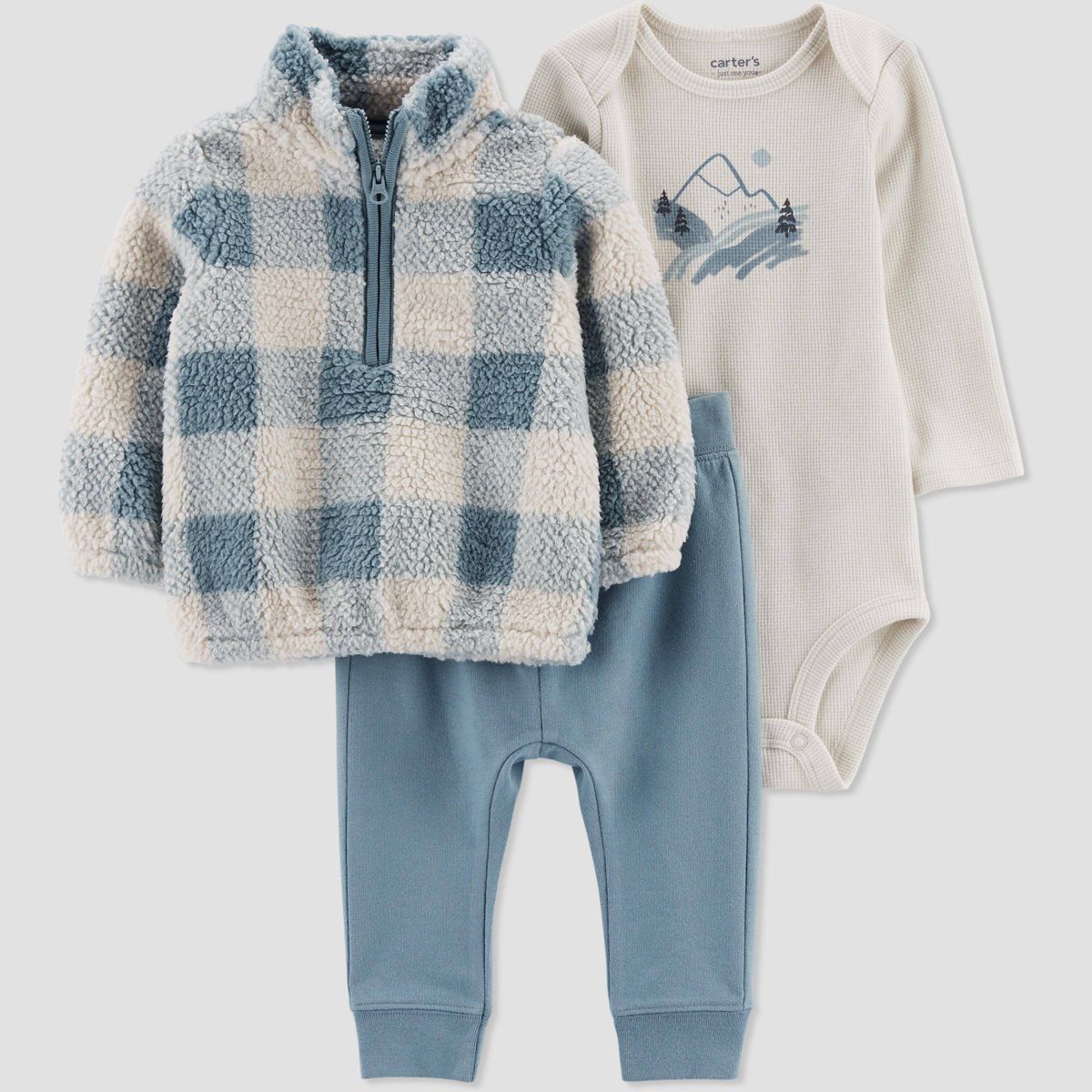 Carter's Just One You®️ Baby Boys' Plaid Sherpa Pullover & Bottom Set - Blue | Target