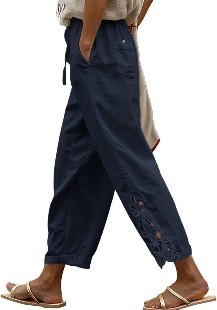 Women Fashion 2026 Casual Lightweight Drawstring Elastic Waist Pants with Pockets | Amazon (US)