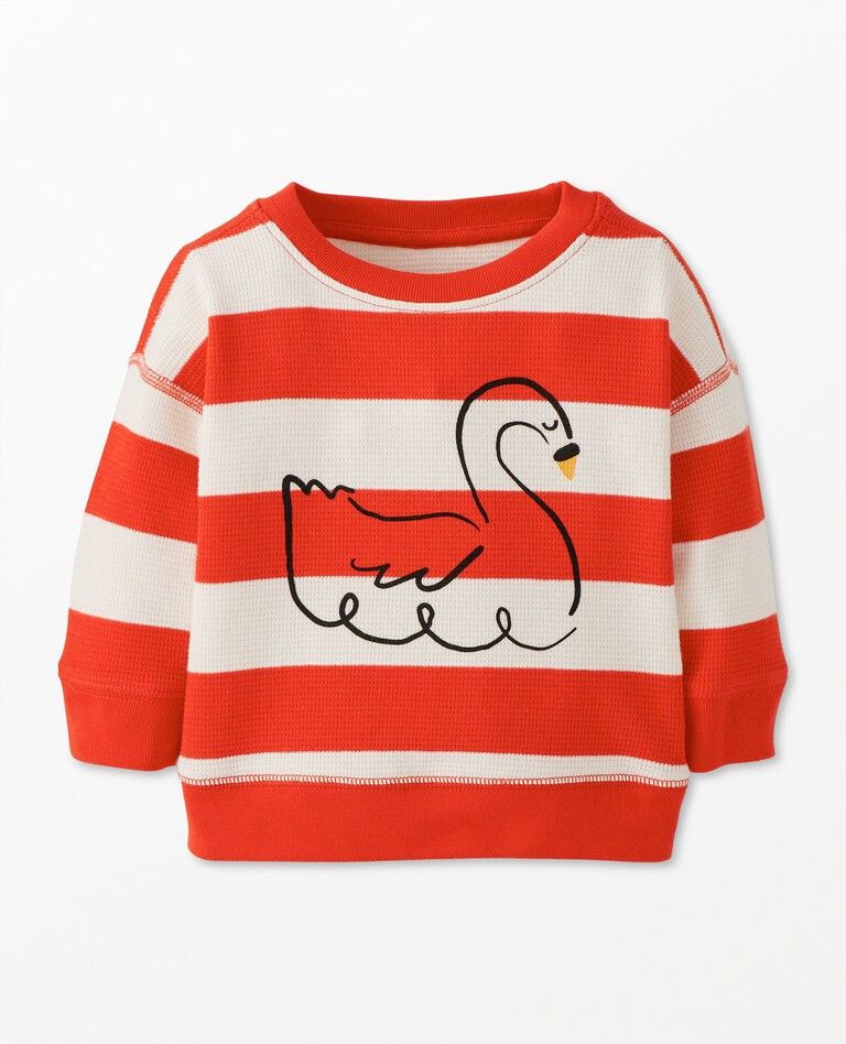 Baby Striped Graphic Waffle Knit Long Sleeve Top | Hanna Andersson
