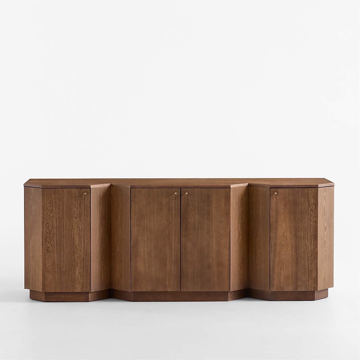 Harbury 80" Brown Oak Wood Storage Media Console | Crate & Barrel | Crate & Barrel