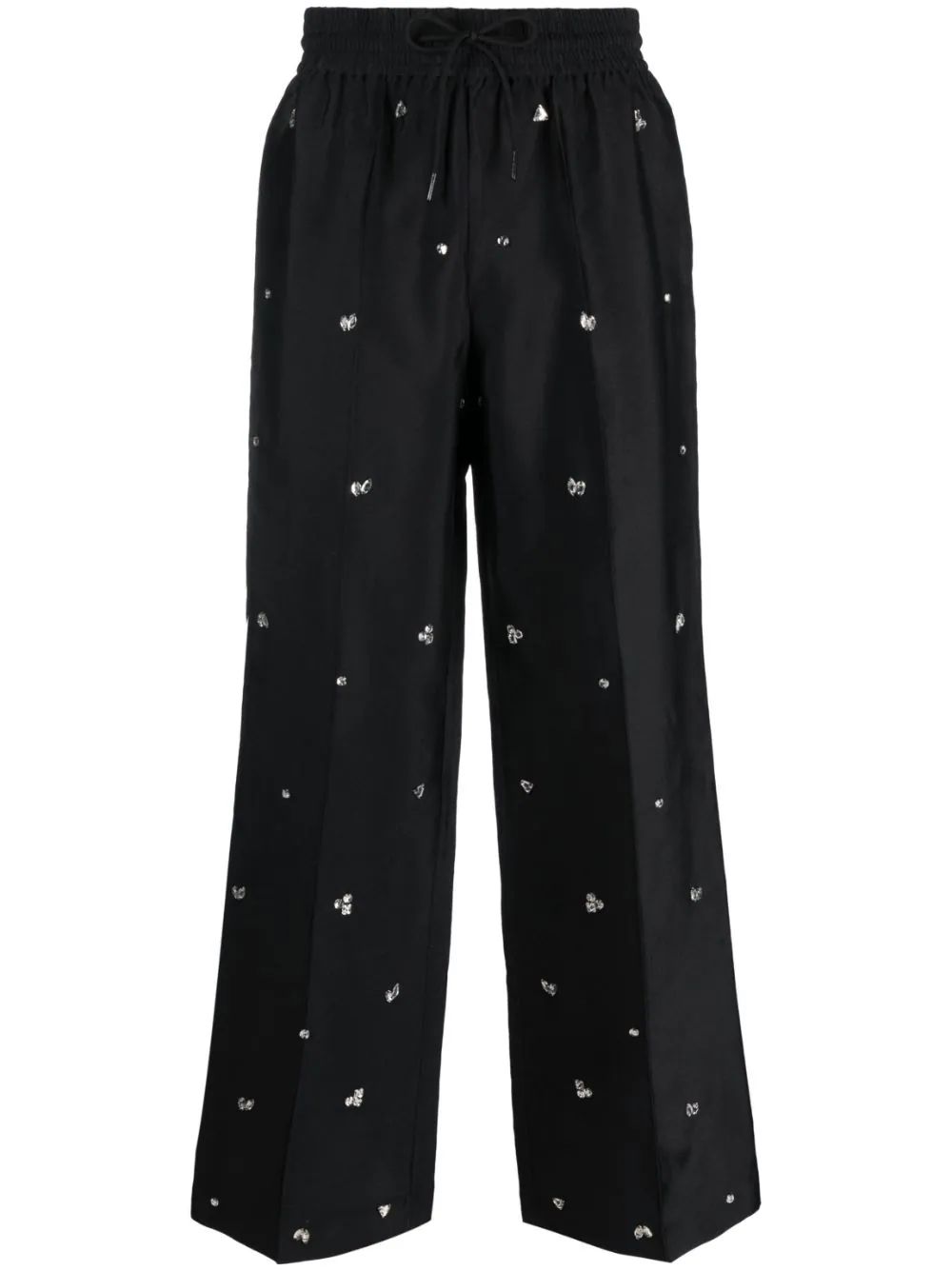 SANDRO crystal-embellished Straight Trousers - Farfetch | Farfetch Global