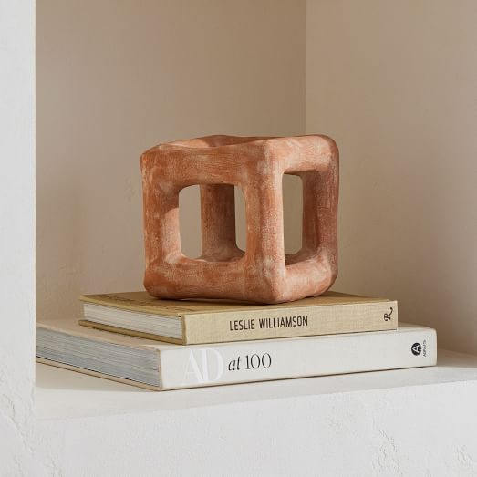 Diego Olivero Terracotta Sculptural Object - Cube | West Elm (US)