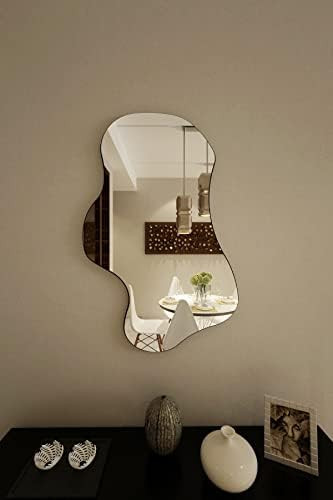 Wavy Mirror with Black Edged MDF,Irregular Mirror Asymmetrical Mirror Aesthetic Mirror Curvy Cloud M | Amazon (US)
