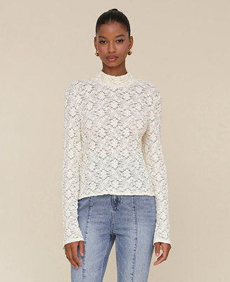 Avec Les Filles Women's Lace Long-Sleeve Turtleneck Top - Macy's | Macy's