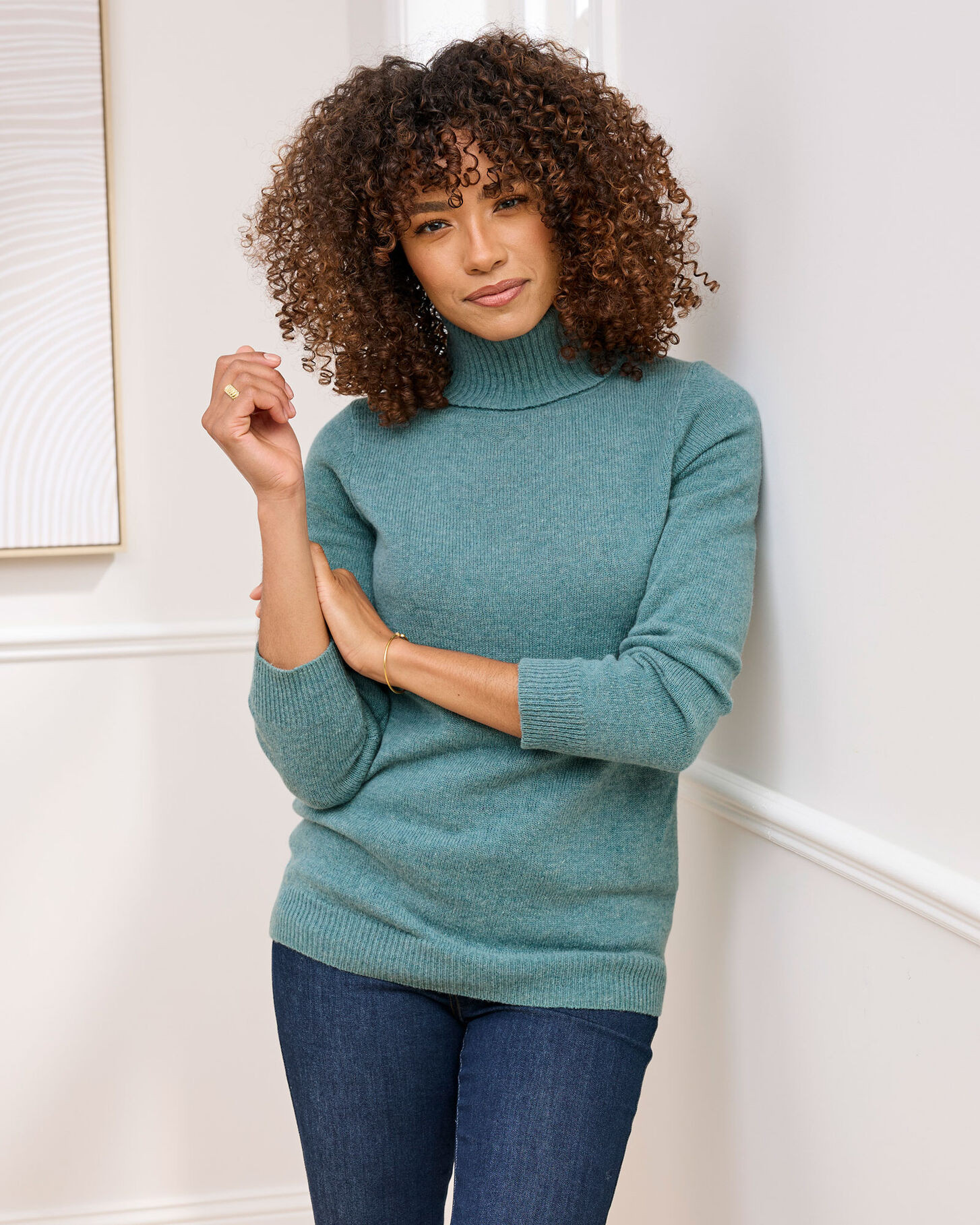 Lambswool Rich Relaxed Roll Neck Jumper | Cotton Traders (UK)