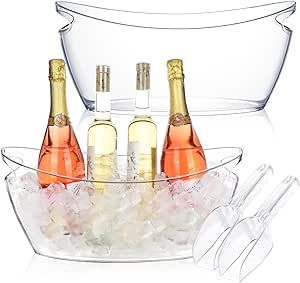 Ice Buckets for Parties, 2 PCS Acrylic Champagne Beverage with 2 Ice Bucket Scoop, Drinks Buckets... | Amazon (US)