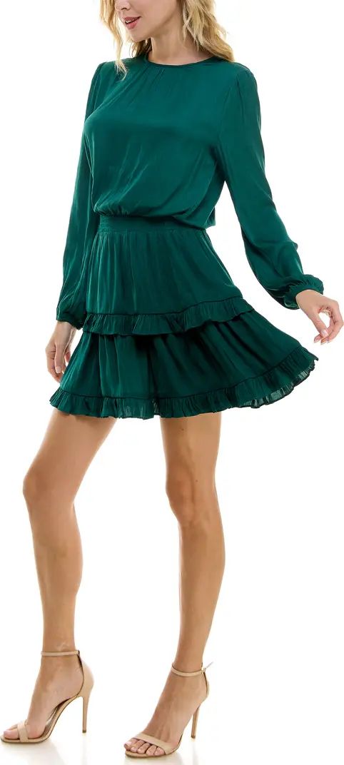 Smocked Tiered Long Sleeve Satin Dress | Nordstrom