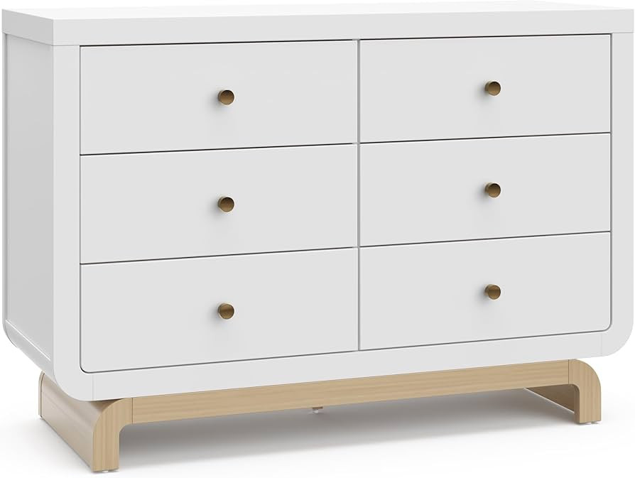 Storkcraft Santorini 6 Drawer Double Dresser (White with Driftwood) - GREENGUARD Gold Certified, ... | Amazon (US)