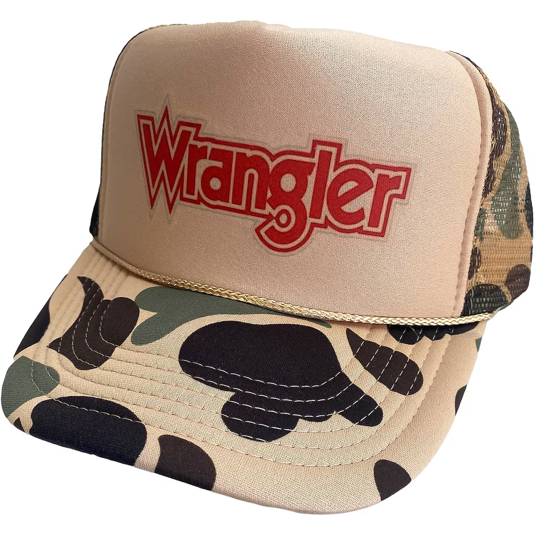 Vintage Wrangler Trucker Hat Mesh Hat Adjustable Snap Back Cap Camo - Etsy | Etsy (US)