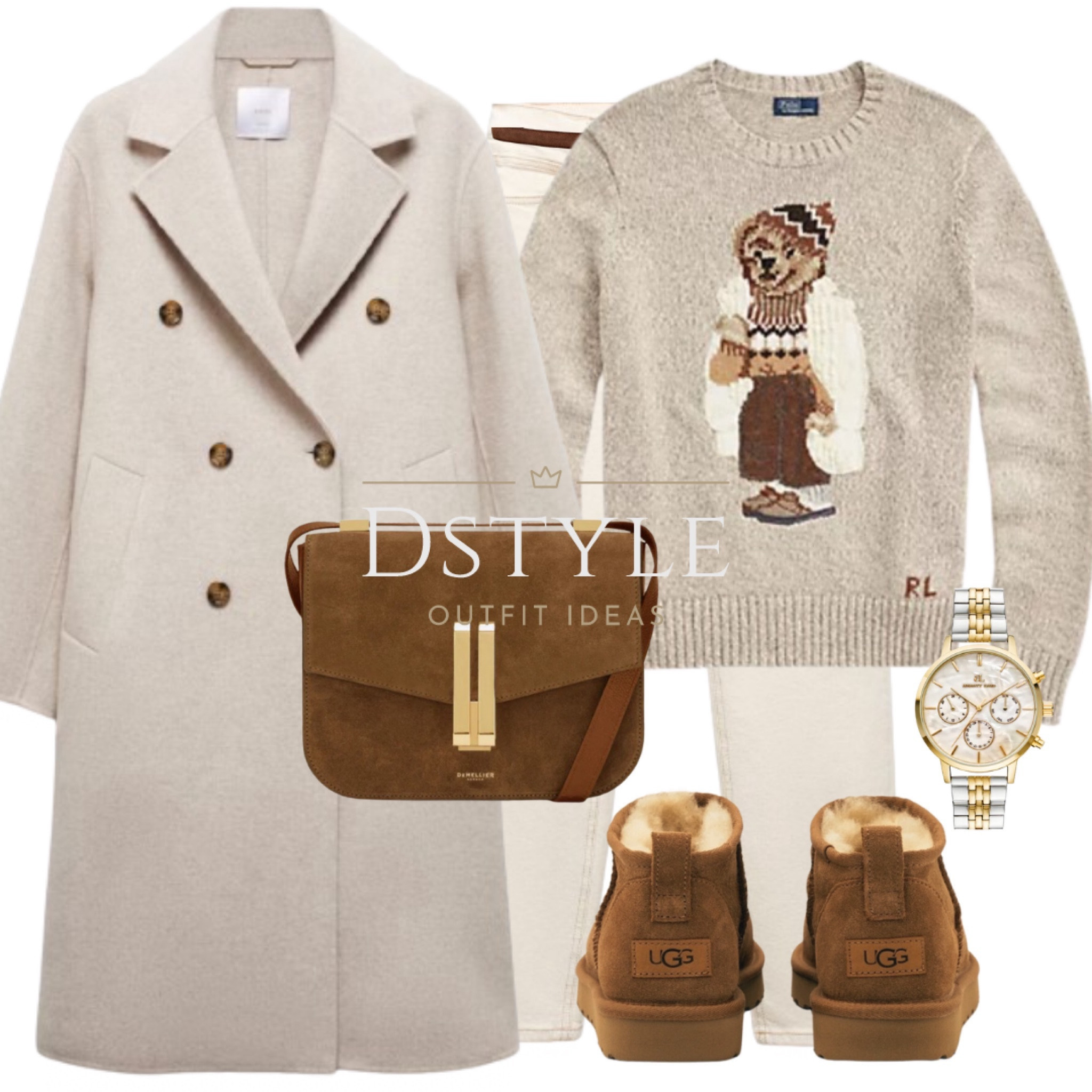 Elevating winter neutrals with a touch of Polo Bear sweetness. ❄️ Light beige jeans, oversized wool coat, sweater, UGG Ultra Mini in Chestnut, matching bag🤎#CozyChic #NeutralStyle #WinterFashion

#LTKitbag #LTKshoecrush #LTKstyletip