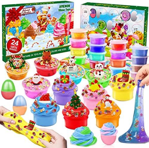 Fidget Advent Calendar 2022 for Kids Slime Fluffy Putty Toys Holiday Set 24 Days Christmas Countd... | Amazon (US)
