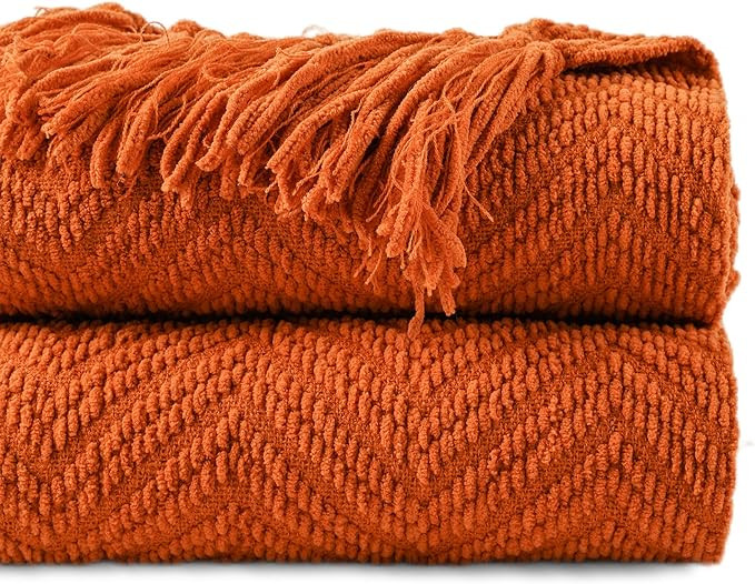 BATTILO HOME Burnt Orange Throw Blanket for Couch, Halloween Throw Blanket for Home Decor, Fall D... | Amazon (US)
