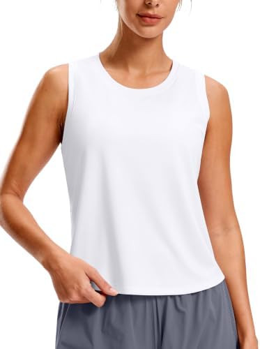 SANTINY Cropped Racerback Workout Tank Top | Loose Fit, Waist Length, Moisture Wicking, Lightweig... | Amazon (US)