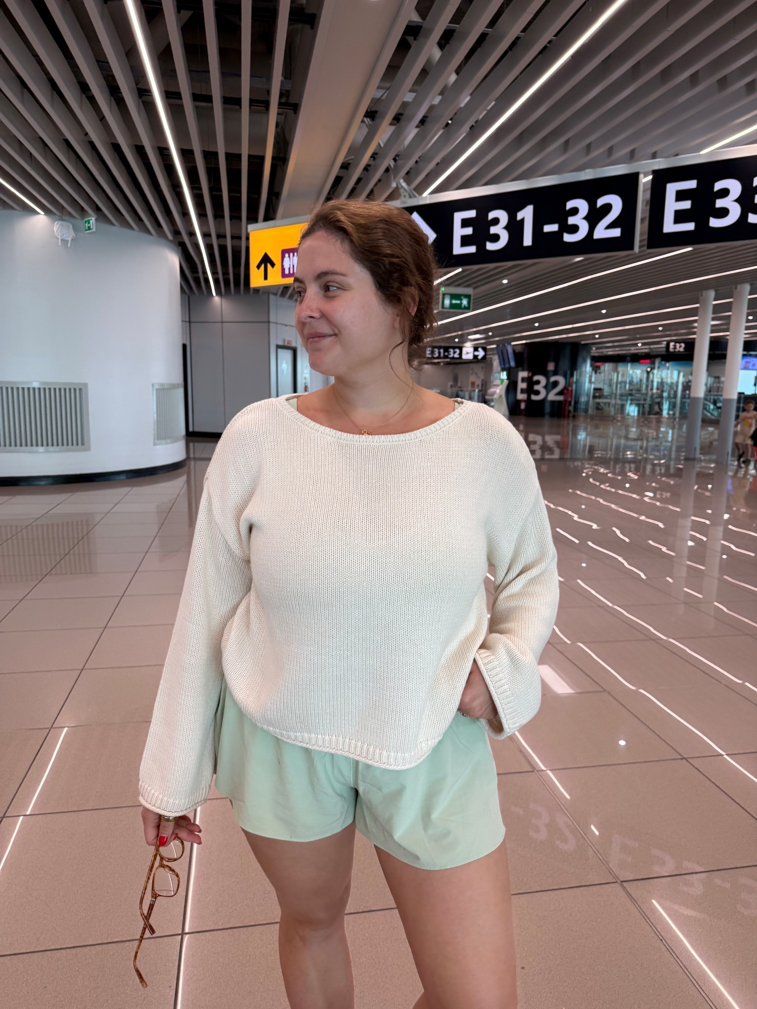 Aerie boatneck sweater 
Aerie flowy shorts sage green 

#LTKFindsUnder50 #LTKMidsize #LTKStyleTip