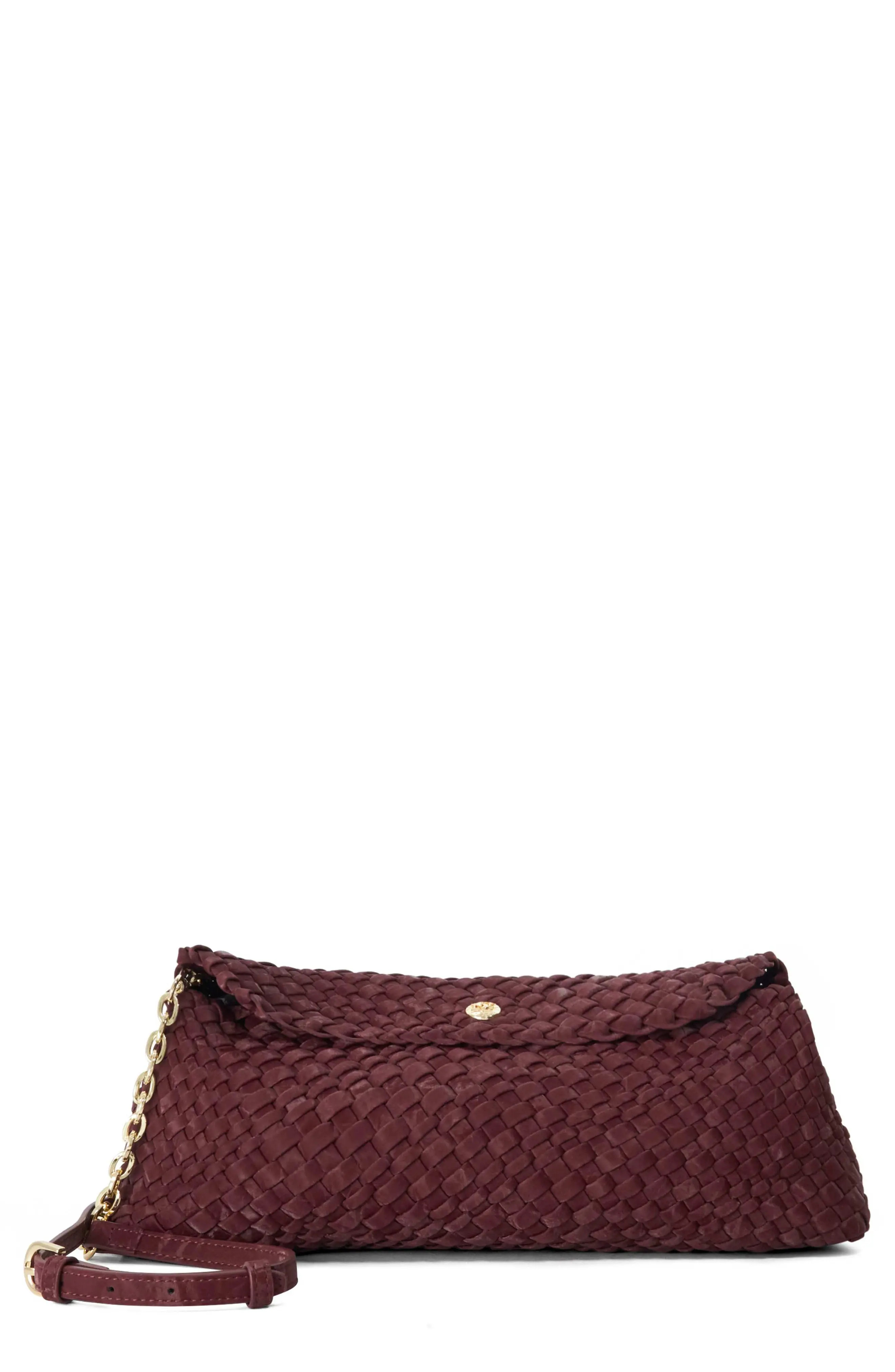 Dune London Encourage Woven Faux Leather Clutch in Burgundy at Nordstrom | Nordstrom